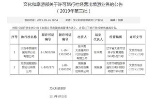 文化和旅游部擴大出境游經營主體，兩家旅行社獲準開展出境游業務
